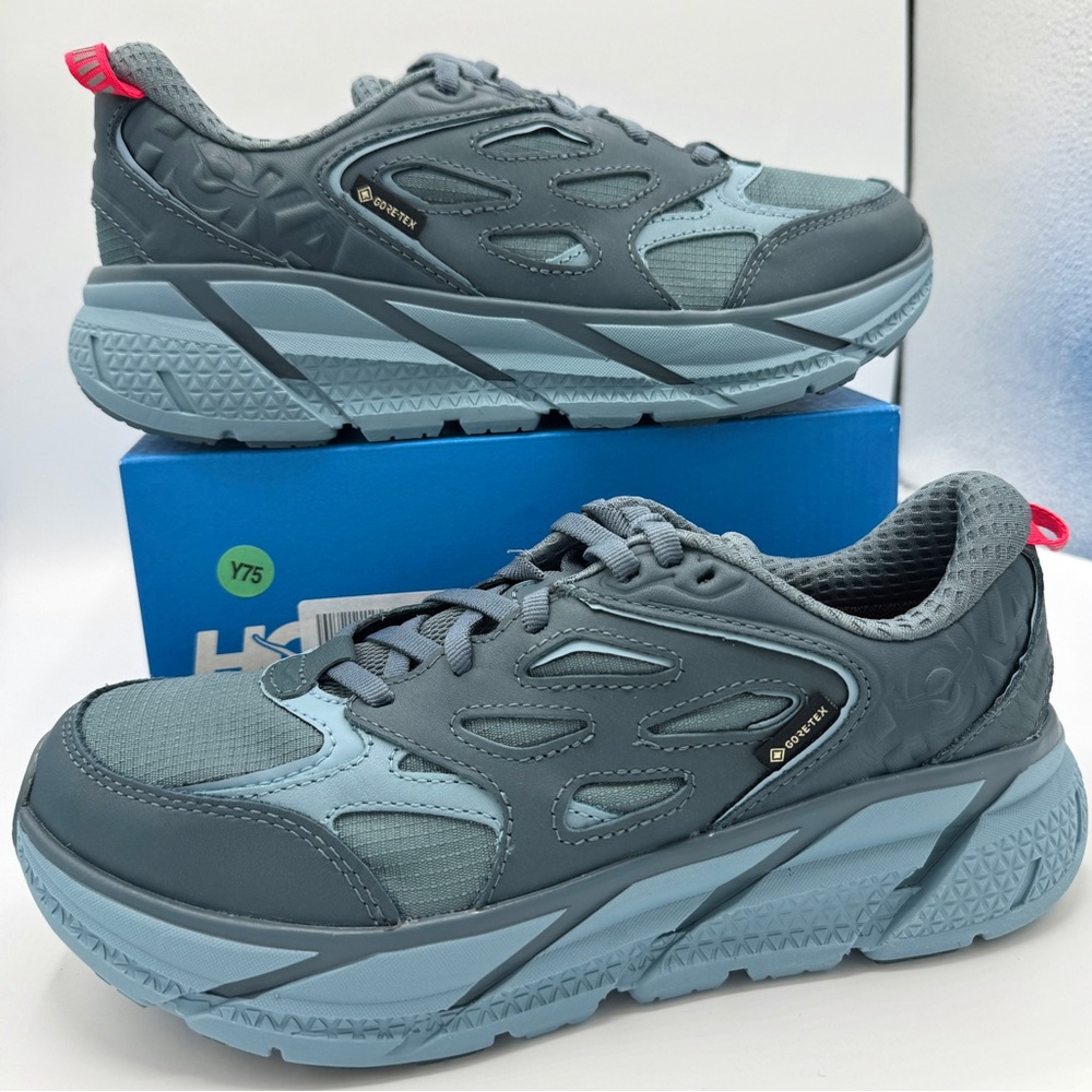 NWT Hoka Clifton Leather Gore-Tex Waterproof Unisex Goblin Stone Blue GBSB shoes - Picture 6 of 16